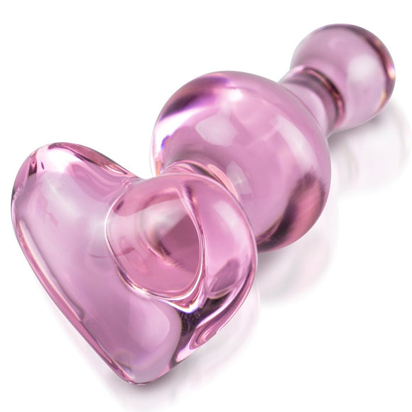 Icicles No.75 Glass Pink Heart Butt Plug Luxury Hot Cold Crystal Erotic Anal Sex Toy