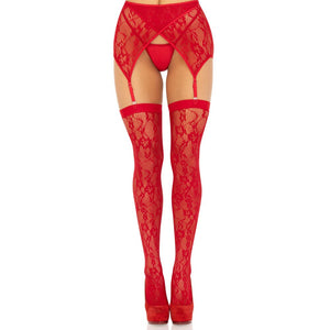 Leg Avenue Red Lace Stockings and Garterbelt