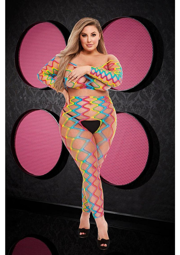 2PC RAINBOW CROP TOP & PANTS SET - Q
