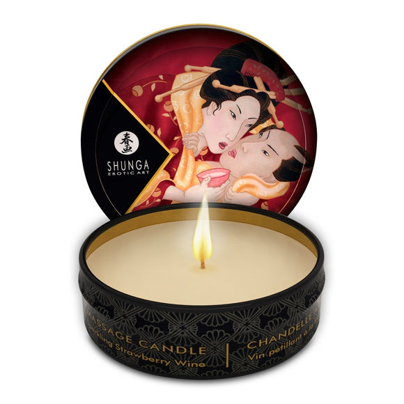 Shunga Mini Candlelight Massage Candles 30ml Romance/Strawberry sparkling Wine