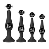 4 Black Silicone Butt Plug Set Four Size Anal Training Beginners Starter Kit