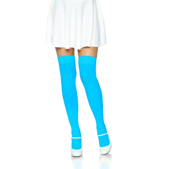 Nylon Thigh Highs Blue OS