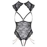 Abierta Fina Open Cup Crotchless Black Lace Body Sexy Womens Lingerie Underwear
