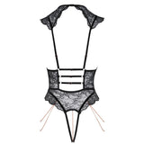 Abierta Fina Open Cup Crotchless Black Lace Body Sexy Womens Lingerie Underwear