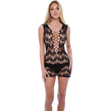 Baci Corset Front Lace Mini Dress One Size Black Sheer Sexy Outfit