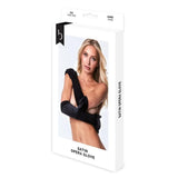 Baci Satin Opera Gloves Midnight Black Full Length Pair One Size