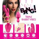 BANG! 10X Triple Rabbit Vibrator Pink Clitoral Bunny Massager Sex Toy