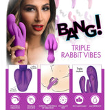 BANG! 10X Triple Rabbit Vibrator Purple Bunny Clitoral Massager Sex Toy