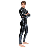 Black Level Mens Vinyl Jumpsuit Sexy Overall Kinky Zipper Catsuit