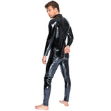 Black Level Mens Vinyl Jumpsuit Sexy Overall Kinky Zipper Catsuit