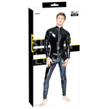 Black Level Mens Vinyl Jumpsuit Sexy Overall Kinky Zipper Catsuit