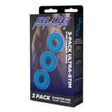Blue Line 3 Pack Ultra-Stim Stretch Cock Rings Erection Enhancement