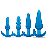 Blue Line 4PC Anal Training Set 4 Design Butt Plug Pleasure Play Kit