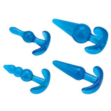 Blue Line 4PC Anal Training Set 4 Design Butt Plug Pleasure Play Kit