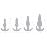 Blue Line 4PC Anal Training Set 4 Design Butt Plug Pleasure Play Kit