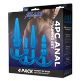 Blue Line 4PC Anal Training Set 4 Design Butt Plug Pleasure Play Kit