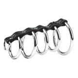 Blue Line 5 Ring Gates Of Hell Bondage Metal Cock Ring CBT Strap Lead