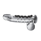 Blue Line 5 Ring Gates Of Hell Bondage Metal Cock Ring CBT Strap Lead
