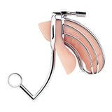 Blue Line Metal Cock Cage with Anal Stimulator Plug Penis Erection Lock Male Chastity Fetish Play
