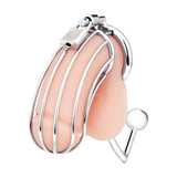 Blue Line Metal Cock Cage with Anal Stimulator Plug Penis Erection Lock Male Chastity Fetish Play