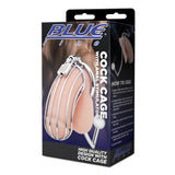 Blue Line Metal Cock Cage with Anal Stimulator Plug Penis Erection Lock Male Chastity Fetish Play