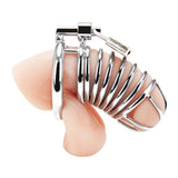 Blue Line Deluxe Silver Metal Cock Cage Penis Restriction Erection Lock Male Chastity Fetish Play