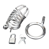 Blue Line Deluxe Silver Metal Cock Cage Penis Restriction Erection Lock Male Chastity Fetish Play