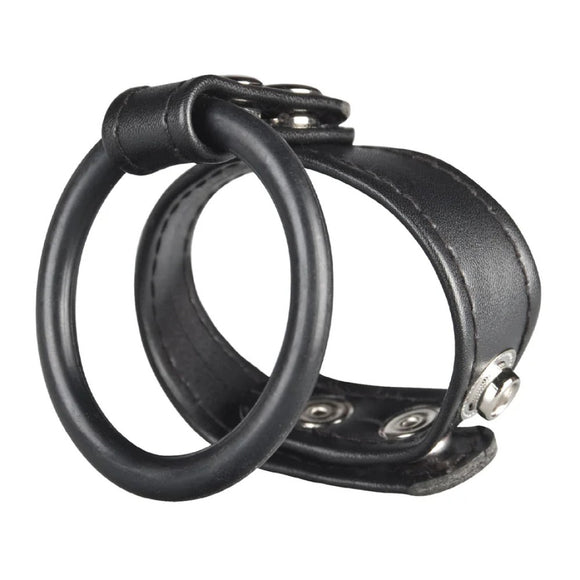 Blue Line Dual Stamina Cock Ring Penis Ball Bondage Black Snap Fastening Strap