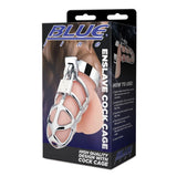 Blue Line Enslave Metal Cock Cage Penis Erection Lock Male Chastity Fetish Play