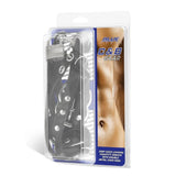 Blue Line Gimp Cock Locking Chastity Sheath with Double Metal Cock Ring