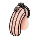 Blue Line Prisoner Cock Cage Black Metal Male Chastity Penis Bondage Fetish Play