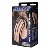 Blue Line Prisoner Cock Cage Black Metal Male Chastity Penis Bondage Fetish Play