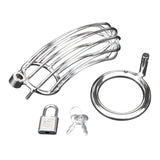 Blue Line Prisoner Cock Cage Silver Metal Male Chastity Penis Bondage Fetish Play