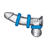 Blue Line 3-Pack Ribbed Rider Cock Ring Set Penis Erection Testicle Bands