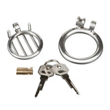 Blue Line Stainless Steel Inverted Micro Jail Time Male Chastity Cage Lock