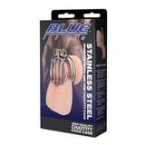 Blue Line Stainless Steel Inverted Micro Jail Time Male Chastity Cage Lock