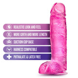 Blush B Yours Plus Big n' Bulky 10.5" Pink Clear Cock Dildo Realistic Transparent Penis Sex Toy