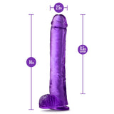 Blush B Yours Plus Hefty n' Hung 14 Inch Purple Penis Dildo XL Realistic Transparent Cock Sex Toy