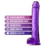 Blush B Yours Plus Hefty n' Hung 14 Inch Purple Penis Dildo XL Realistic Transparent Cock Sex Toy