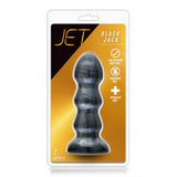 Jet Black Jack 7" Butt Plug Carbon Black Large Ribbed Anal Play Sex Toy