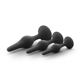 Blush Luxe Anal Training Kit 3 Size Black Silicone Beginners Butt Plug Set Fun Sex Toy