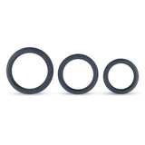 Boners 3-Piece Wide Cock Ring Kit Grey Silicone Penis Erection Enhancer Bands