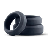 Boners 3-Piece Wide Cock Ring Kit Grey Silicone Penis Erection Enhancer Bands