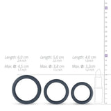 Boners 3-Piece Wide Cock Ring Kit Grey Silicone Penis Erection Enhancer Bands