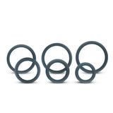 Boners 6-Piece Wide Cock Ring Set Grey Silicone Erection Enhancers