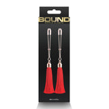 Bound Red Tassel Nipple Clamps Adjustable Comfort Erotic Fetish Play