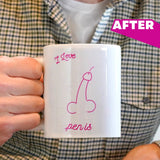 Pigpen Island Heat-Changing Mug I Love Penis Rude Funny Tea Coffee Cup Gift