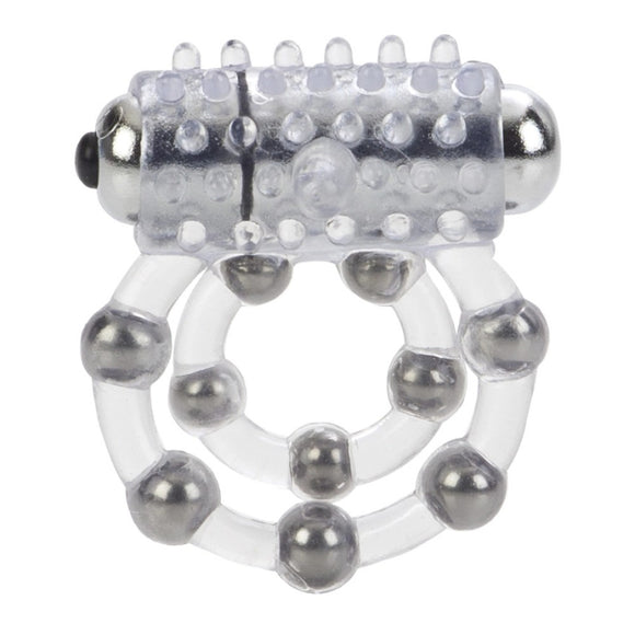 CalExotics Maximus Enhancement Vibrating Dual Cock Ring 10 Stroker Bead Penis Erection Band