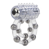 CalExotics Maximus Enhancement Vibrating Dual Cock Ring 10 Stroker Bead Penis Erection Band