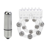 CalExotics Maximus Enhancement Vibrating Dual Cock Ring 10 Stroker Bead Penis Erection Band